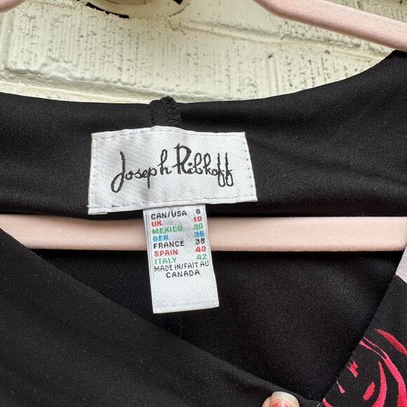 Joseph Ribkoff Vintage Y2K Digital Rose Printed Black Dress - Picture 3 of 3